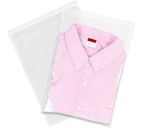 RRTYA Lot de 100 sacs transparents auto-adhésifs en plastique pour t-shirt, vêtements, sac de rangement transparent (28 x 34 cm, 100 pièces, épaisseur 0,06 mm)