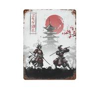 RRTYVFD Décoration murale Samouraï Guerriers, Plaque en métal style vintage rétro, Collection d'affiches suspendues pour bar, 40 x 30 cm