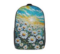RRTYVFD Firelit Dingo Sac à dos pour enfant, 17 pouces, sac à dos d'école, sac à dos de loisirs, sac à dos de voyage, pour garçons et filles, grande capacité, Daisy Field Under A Sunny Sky, 17"