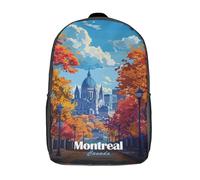 RRTYVFD Illustration d'un paysage urbain d'automne à Montréal, Canada. Sac à dos imprimé en 3D pour enfants, idéal pour l'école primaire et secondaire (17 pouces). Modèle tendance.