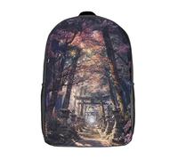 RRTYVFD imprimé en 3D, motif du sanctuaire sacré Sakura. Sac à dos tendance et décontracté pour enfants, grande capacité, idéal pour les voyages et les livres. Taille : 17 pouces.