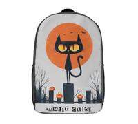 RRTYVFD Malédiction au clair de lune - Sac à dos scolaire pour enfants avec motif chat noir pour Halloween, imprimé en 3D, idéal pour les voyages et comme sac à livres (43 cm).