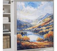 RRTYVFD Mountain Autumn Glory Rideau de Salle de Bain en Tissu imperméable et résistant à la moisissure avec Crochets Art Moderne pour Enfants, Femmes et Hommes 177 x 180 cm