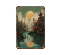 RRTYVFD Plaques métalliques « Prenez soin de votre esprit » (11,8 po x 7,9 po) - Style fantastique japonais - Décoration murale en fer