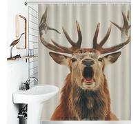 RRTYVFD Rideau de Douche à Motif cerf aux Grands Bois, Anti-moisissure, avec Crochets, en Tissu imperméable et Doux, idéal pour Les hôtels et Les baignoires (56,30 x 70,87 Pouces).
