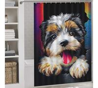 RRTYVFD Rideau de Douche à Motif Chiot coloré Qui Regarde à Travers Le Mur, Anti-moisissure, séchage Rapide et résistant, pour Salle de Bain, 163 x 180 cm (64,17 x 70,87 Pouces).