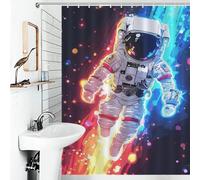 RRTYVFD Rideau de Douche Astronaut Dimension en Tissu 100% Polyester Anti-moisissure et résistant, avec Crochets, 136 x 180 cm (53,54 x 70,87 Pouces)