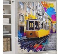RRTYVFD Rideau de Douche coloré Motif Tramway Urbain, imperméable et Anti-moisissures, pour Un Usage Quotidien, élégant et Moderne, avec Crochets, 177 x 180 cm (69,69 x 70,87 Pouces).