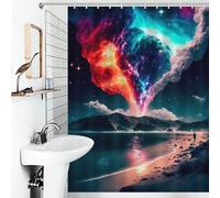 RRTYVFD Rideau de Douche « Derrière Les Montagnes » en Polyester imperméable et Anti-moisissure, pour Baignoire et Cabine de Douche, 136 x 180 cm (53,54 x 70,87 Pouces)