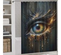 RRTYVFD Rideau de Douche « Œil surréaliste aux Larmes dorées », en Tissu imperméable Anti-moisissure avec Crochets, pour Salle de Bain ou Caravane (163 x 180 cm)