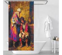 RRTYVFD Rideau de Douche imperméable, Anti-moisissures, à séchage Rapide et résistant, Motif Hommes juifs en Tenue Traditionnelle. Style Moderne, idéal pour Les cabines et baignoires (90 x 180 cm).