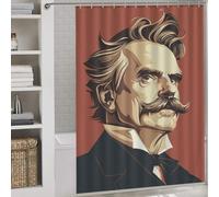 RRTYVFD Rideau de Douche imperméable Friedrich Nietzsche Anti-moisissure avec Crochets pour cabines et baignoires, 163 x 180 cm (64,17 x 70,87 Pouces)