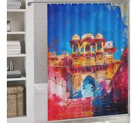 RRTYVFD Rideau de Douche Jaipur Art Anti-moisissure, résistant et à séchage Rapide, pour Salle de Bain, pour Enfants, Femmes et Hommes, 163 x 180 cm (64,17 x 70,87 Pouces)