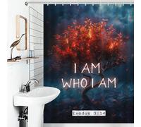 RRTYVFD Rideau de Douche « Je suis Qui Je suis », Anti-moisissure, 100% Polyester, pour Salle de Bain, 136 x 180 cm (53,54 x 70,87 Pouces)