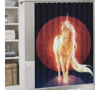RRTYVFD Rideau de Douche « La Dernière Licorne » avec Crochets, Tissu imperméable, Rideau de Bain hilarant pour Caravane, 163 x 180 cm (64,17 x 70,87 Pouces)