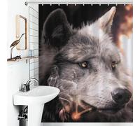 RRTYVFD Rideau de Douche Le Grand Méchant Loup, en Polyester imperméable et Anti-moisissure, pour Baignoire et Cabine de Douche, 143 x 180 cm (56,30 x 70,87 Pouces)