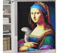 RRTYVFD Rideau de Douche Mona Lisa coloré avec Un Compagnon Unique, en Polyester imperméable et Doux, résistant à la moisissure, idéal pour Les hôtels, 177 x 180 cm.