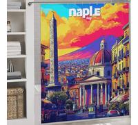 RRTYVFD Rideau de Douche Naples, Ville d'art et d'histoire, Anti-moisissure avec Crochets, en Polyester imperméable et déperlant, pour Salle de Bain, 177 x 180 cm. Dimensions : 177 x 180 cm.