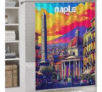 RRTYVFD Rideau de Douche Naples, Ville d'art et d'histoire, imperméable et Anti-moisissures, en Polyester Moderne déperlant, idéal pour Caravane, 163 x 180 cm (64,17 x 70,87 Pouces).