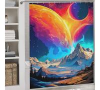RRTYVFD Rideau de Douche « Odyssée planétaire : Paysage Cosmique », imperméable et Anti-moisissures, 100% Polyester, pour Salle de Bain, 177 x 180 cm (69,69 x 70,87 Pouces).