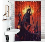 RRTYVFD Rideau de Douche « Passeur des Enfers » en Polyester imperméable et Anti-moisissure avec Crochets pour Enfants, Femmes et Hommes, 119 x 180 cm (46,85 x 70,87 Pouces)