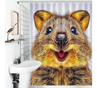 RRTYVFD Rideau de Douche Quokka's Joyful Close-Up Anti-moisissure, 100% Polyester, pour Salle de Bain, 136 x 180 cm (53,54 x 70,87 Pouces)