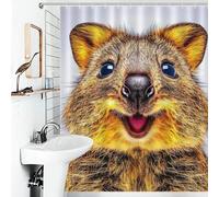 RRTYVFD Rideau de Douche Quokka's Joyful Close-Up, Anti-moisissure, en Polyester épais et Durable, Moderne et déperlant, pour Caravane, 143 x 180 cm (56,30 x 70,87 Pouces)
