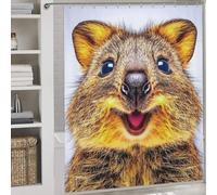 RRTYVFD Rideau de Douche Quokka's Joyful Close-Up, imperméable et Anti-moisissures, 100% Polyester, Lavable, pour douches et baignoires, 177 x 180 cm.