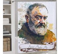 RRTYVFD Rideau de Douche Saint Padre Pio Anti-moisissure 100% Polyester pour Salle de Bain, 177 x 180 cm