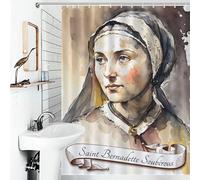 RRTYVFD Rideau de Douche Sainte Bernadette Soubirous en Polyester imperméable et Anti-moisissure, Style Moderne, déperlant, pour Salle de Bain, Motif Toile de Jouy, 136 x 180 cm