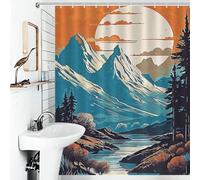 RRTYVFD Rideau de Douche Wild Nature Anti-moisissure avec Crochets, Tissu imperméable, Polyester Moderne déperlant pour Baignoire et Cabine de Douche, 143 x 180 cm (56,30 x 70,87 Pouces)