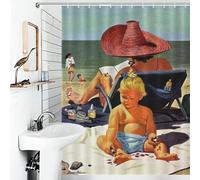 RRTYVFD Rideaux de Douche Baby on The Beach, résistants à la moisissure, en Polyester épais et Durable, avec 12 Crochets, pour Baignoire, 136 x 180 cm (53,54 x 70,87 Pouces).