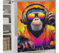 RRTYVFD Rideaux de Douche Chimp DJ Beats Beyond Imagination en Tissu Polyester Anti-moisissure, Art Moderne pour Caravane, 177 x 180 cm (69,69 x 70,87 Pouces)