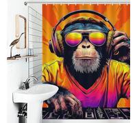 RRTYVFD Rideaux de Douche Chimp DJ Beats Beyond Imagination en Tissu Polyester Anti-moisissure, pour Salle de Bain ou Salle d'eau, 136 x 180 cm