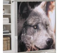 RRTYVFD Rideaux de Douche « Le Grand Méchant Loup » en Polyester imperméable et Anti-moisissure, pour baignoires et cabines de Bain, 177 x 180 cm (69,69 x 70,87 Pouces)