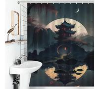 RRTYVFD Rideaux de Douche Magic Palace pour Baignoire et Cabine de Douche, séchage Rapide, résistants à la moisissure, Ensemble de 12 Crochets, 143 x 180 cm (56,30 x 70,87 Pouces)