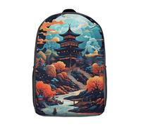 RRTYVFD Sac à dos d'école pour enfants avec chien et balle sur la plage - Sac à dos d'école à la mode, sac à dos de voyage unisexe, sac à dos 3D, Construction japonaise, 17"