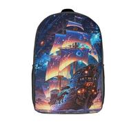 RRTYVFD Sac à dos d'école pour enfants, motif crânes et roses, sac à dos décontracté, sac à dos de voyage pour garçons et filles, grande capacité, Starbound Galleon Voyage Beyond the Sky, 17"