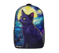 RRTYVFD Sac à dos décontracté pour enfants avec pull rose avec motif de chien et café pour adolescents filles garçons, Chat bleu russe abstrait, 17"