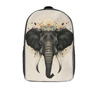 RRTYVFD Sac à dos enfant imprimé en 3D avec un éléphant sacré et une couronne tribale. Sac d'école/de loisirs léger et tendance, idéal pour l'école, le collège et les voyages (17 pouces).