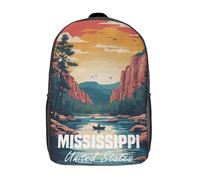 RRTYVFD Sac à dos enfant imprimé en 3D avec un paysage du fleuve Mississippi, idéal pour l'école, les activités de plein air et les sorties, pour les garçons et les collégiens (17 pouces).