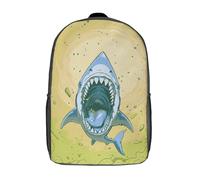 RRTYVFD Sac à dos enfant imprimé en 3D avec un requin à la gueule ouverte, idéal pour l'école, les voyages et les loisirs. Modèle 17 pouces.