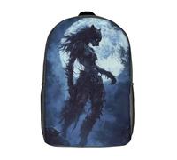 RRTYVFD Sac à dos enfant imprimé en 3D « Howl of the Moonlit Huntress », style décontracté et tendance, idéal pour les voyages et les activités de plein air (17 pouces), pour garçons et filles.