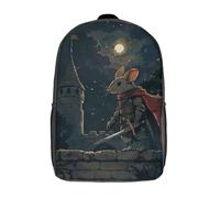 RRTYVFD Sac à dos enfant imprimé en 3D « Souris courageuse chevalier de nuit » pour garçons, idéal pour l'école et les voyages, 43 cm (17 pouces). Convient aux élèves du primaire.