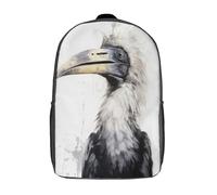 RRTYVFD Sac à dos Hornbill Beauty Black Ink imprimé en 3D pour enfants, idéal pour l'école primaire et le collège (17 pouces).