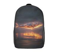 RRTYVFD Sac à dos pour garçons et filles avec impression 3D baleine requin duo sac à dos d'école primaire sac de voyage décontracté pour ordinateur portable, Baleine lumineuse au-dessus de l'eau, 17"