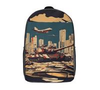 RRTYVFD Sac à dos scolaire enfant motif char de guerre, sac à dos tendance et décontracté imprimé en 3D, grand sac à dos garçon 17 pouces