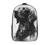 RRTYVFD Sac à dos scolaire Flat Coated Retriever Ink pour filles, imperméable, léger et décontracté, 43 cm (17 pouces).
