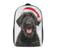 RRTYVFD Sac à dos scolaire imprimé en 3D avec un motif de terrier noir russe et un bonnet de Père Noël. Sac à dos tendance pour garçons, idéal pour les collégiens (17 pouces).