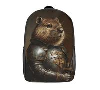 RRTYVFD Sac à dos scolaire imprimé en 3D pour enfants, motif chevalier castor fantastique, grande capacité, idéal pour les voyages, pour enfants, étudiants et adultes, 43 cm (17 pouces).